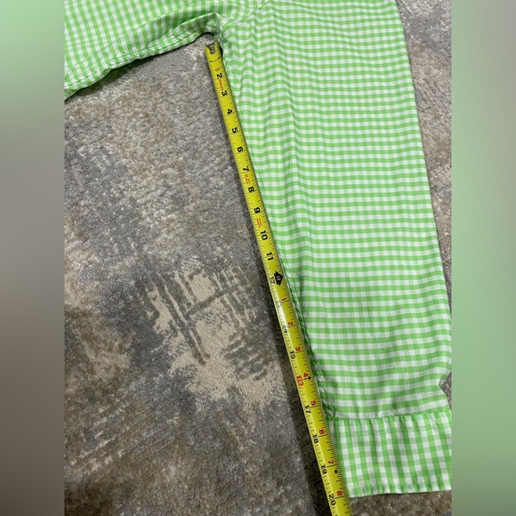 Vineyard Vines On-The-go Brrr° Gingham Button Down LS Shirt Lime Green Size XXL - Picture 10 of 11